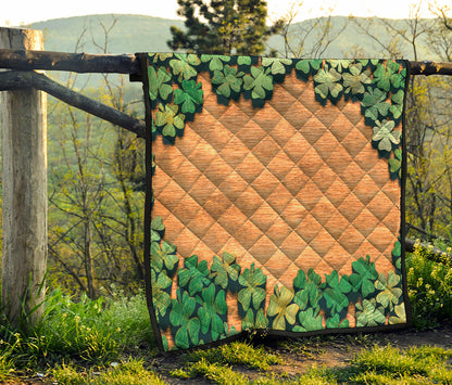 Irish Four Leaf Clovers Wood Print Quilt
