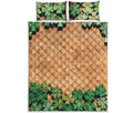 Irish Four Leaf Clovers Wood Print Quilt Bed Set