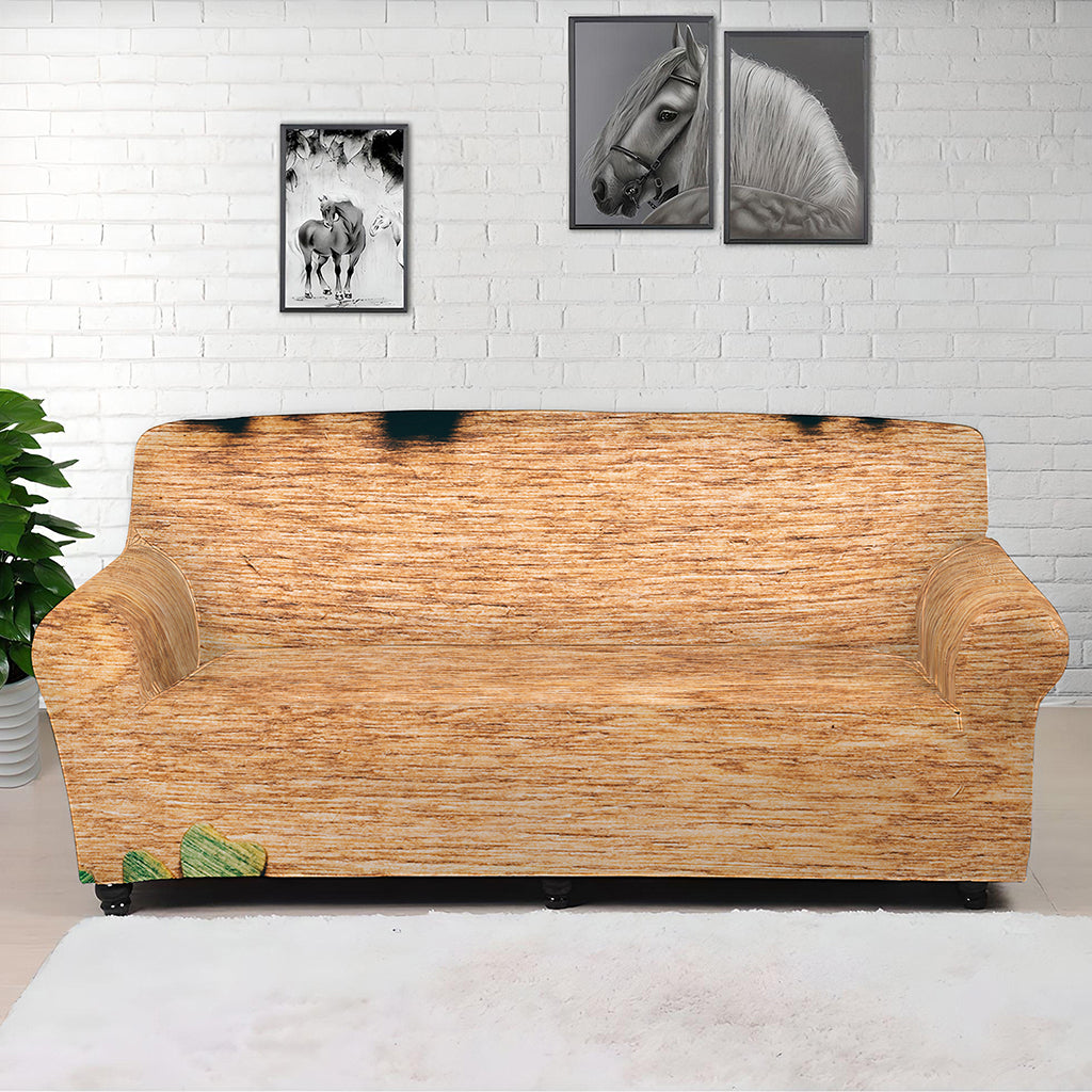 Irish Four Leaf Clovers Wood Print Sofa Cover