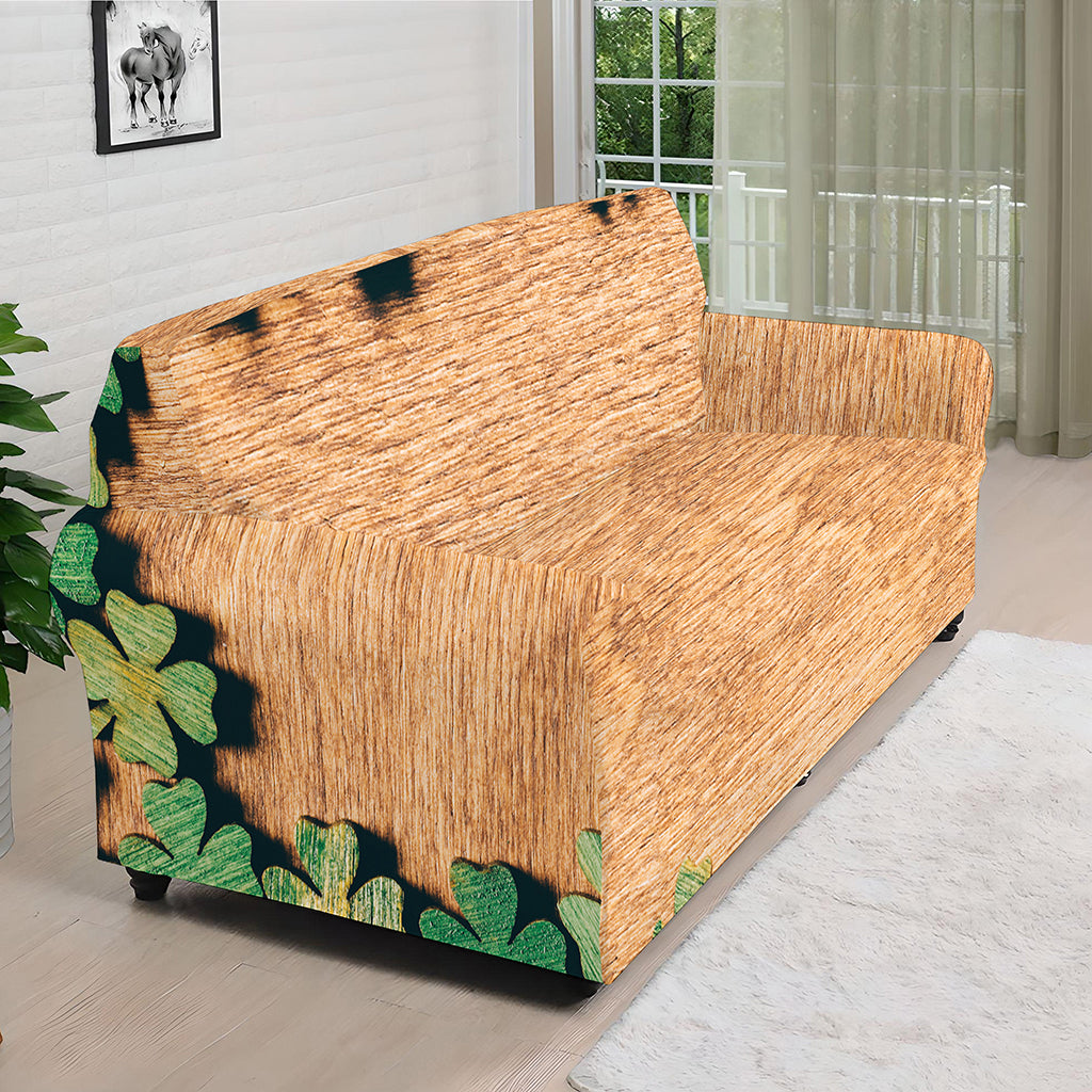 Irish Four Leaf Clovers Wood Print Sofa Cover