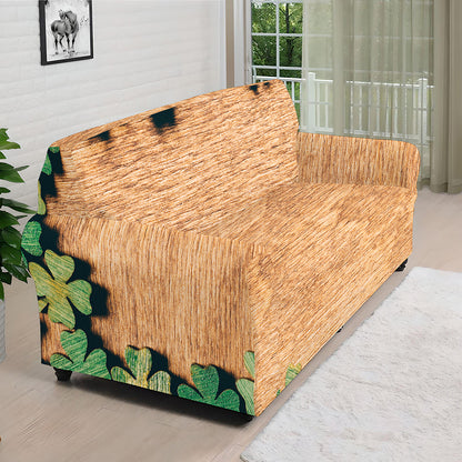 Irish Four Leaf Clovers Wood Print Sofa Cover
