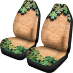 Irish Four Leaf Clovers Wood Print Universal Fit Car Seat Covers