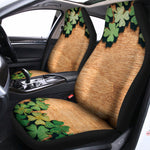 Irish Four Leaf Clovers Wood Print Universal Fit Car Seat Covers