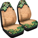 Irish Four Leaf Clovers Wood Print Universal Fit Car Seat Covers