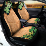 Irish Four Leaf Clovers Wood Print Universal Fit Car Seat Covers
