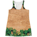 Irish Four Leaf Clovers Wood Print Women's Racerback Tank Top