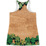 Irish Four Leaf Clovers Wood Print Women's Racerback Tank Top