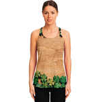 Irish Four Leaf Clovers Wood Print Women's Racerback Tank Top