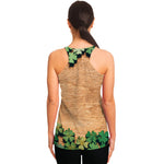 Irish Four Leaf Clovers Wood Print Women's Racerback Tank Top