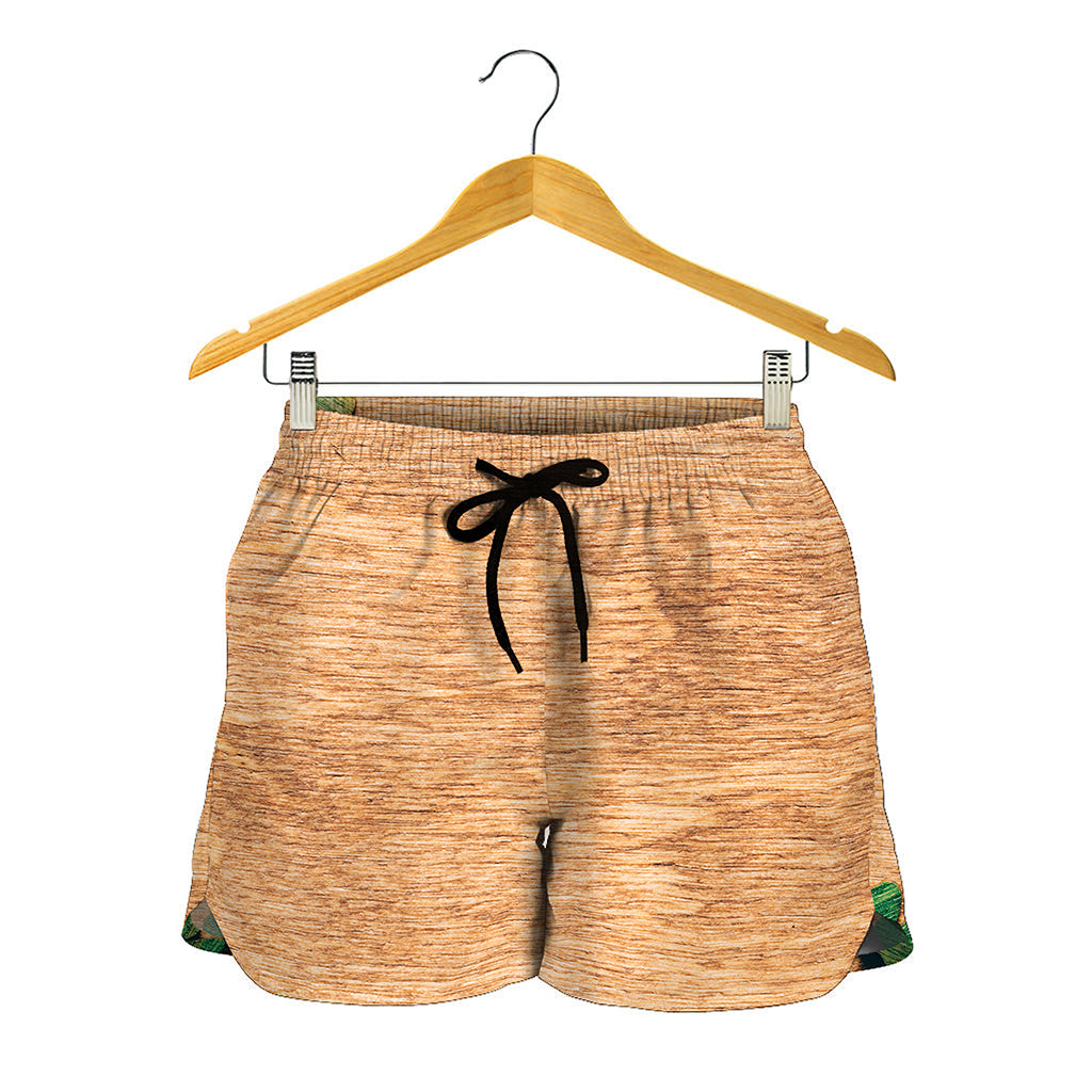 Irish Four Leaf Clovers Wood Print Women's Shorts