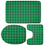 Irish Green Buffalo Check Pattern Print 3 Piece Bath Mat Set