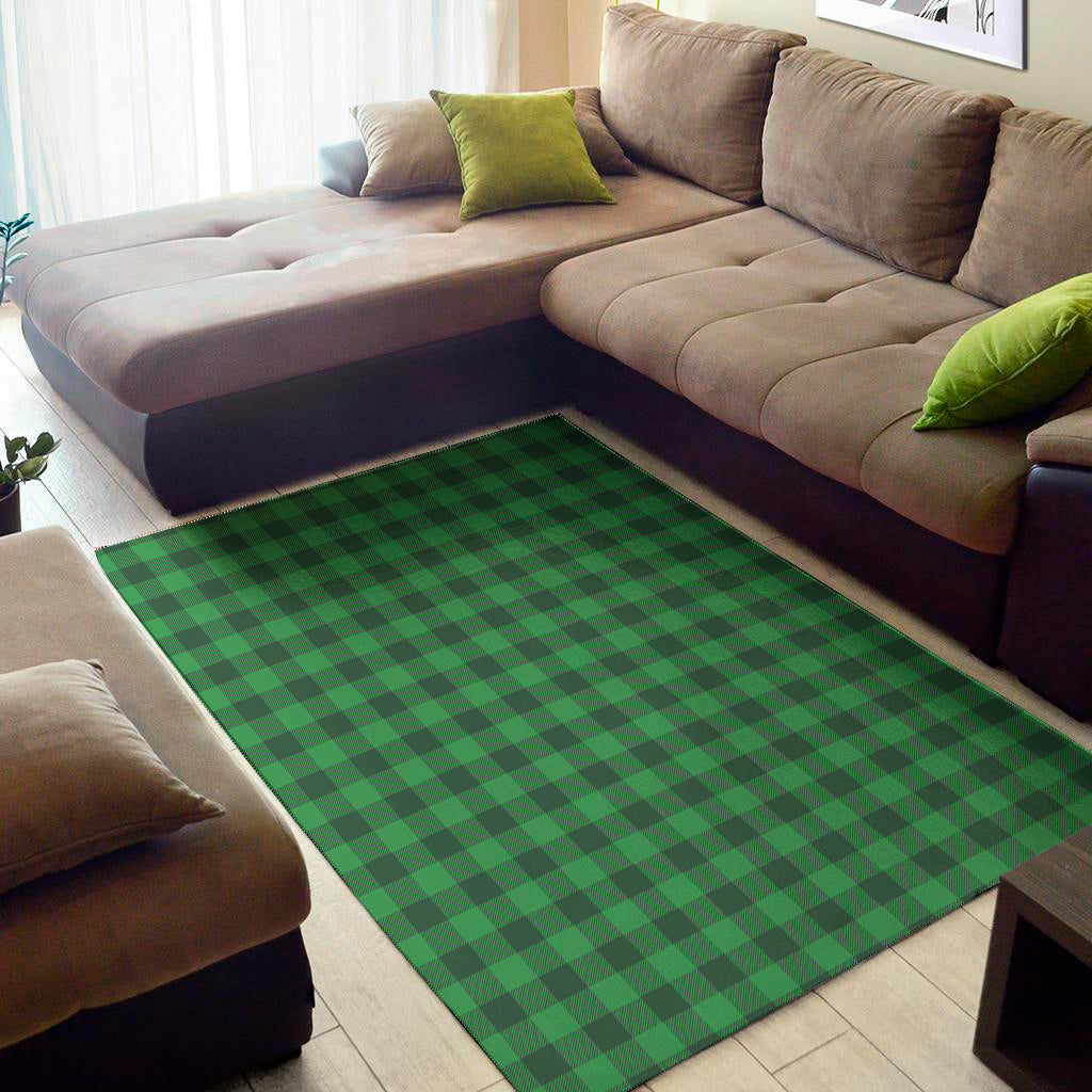 Irish Green Buffalo Check Pattern Print Area Rug