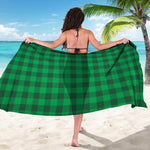Irish Green Buffalo Check Pattern Print Beach Sarong Wrap