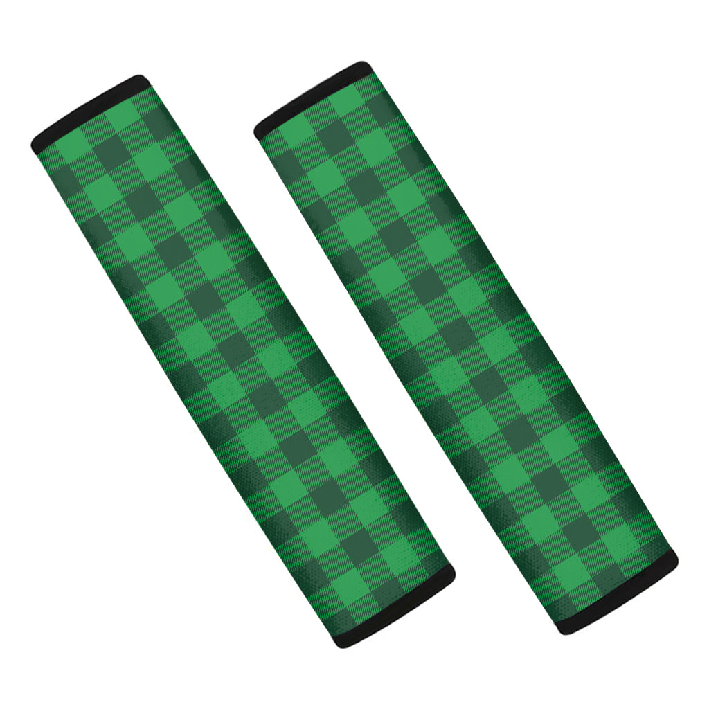 Irish Green Buffalo Check Pattern Print Car Seat Belt Covers