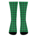 Irish Green Buffalo Check Pattern Print Crew Socks