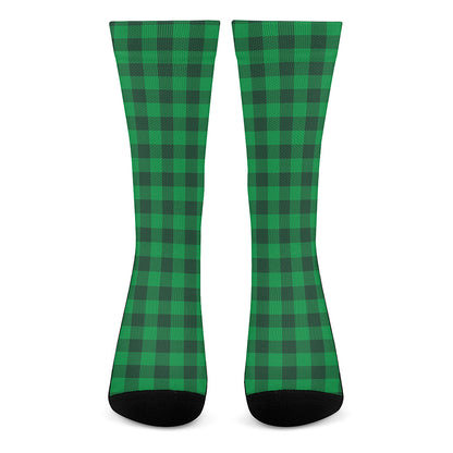 Irish Green Buffalo Check Pattern Print Crew Socks