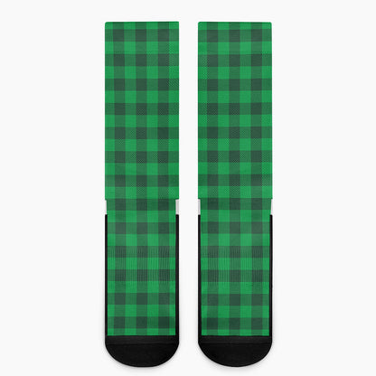 Irish Green Buffalo Check Pattern Print Crew Socks