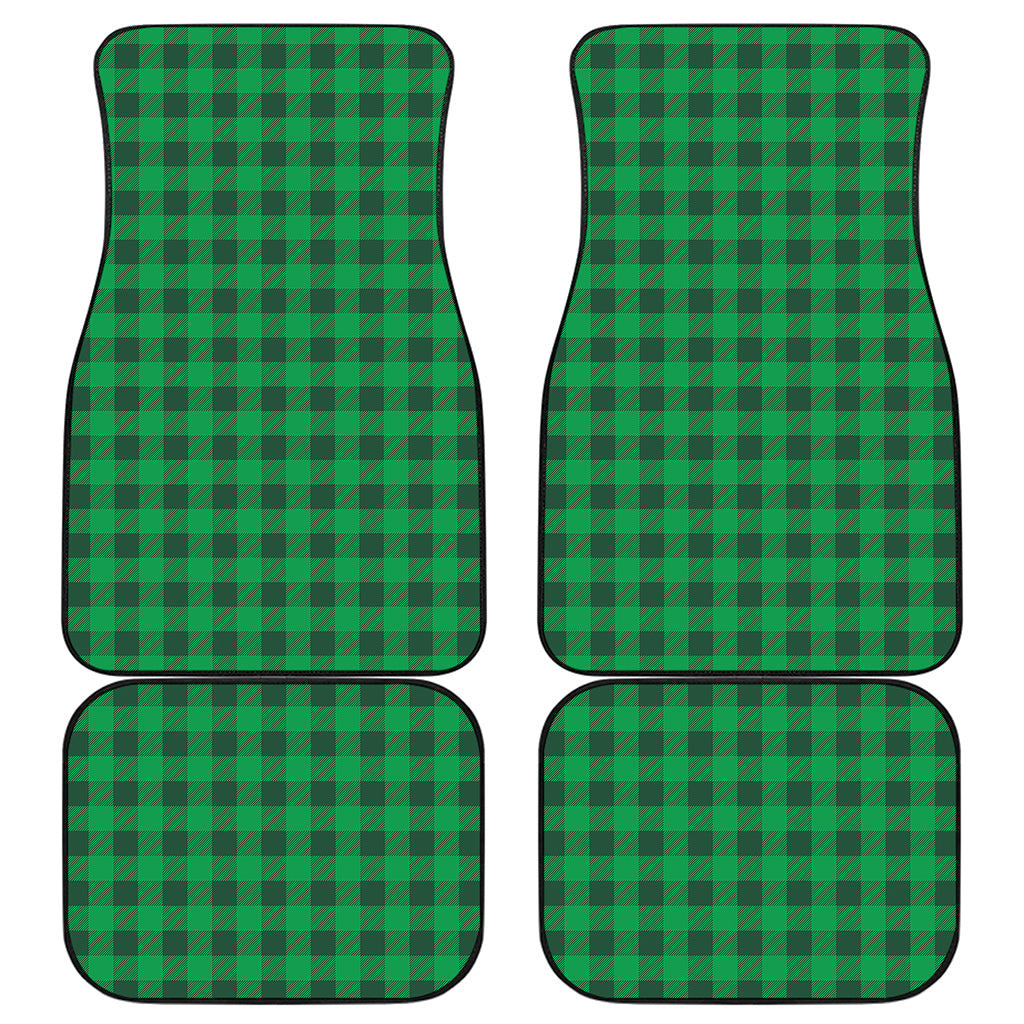 Irish Green Buffalo Check Pattern Print Front and Back Car Floor Mats