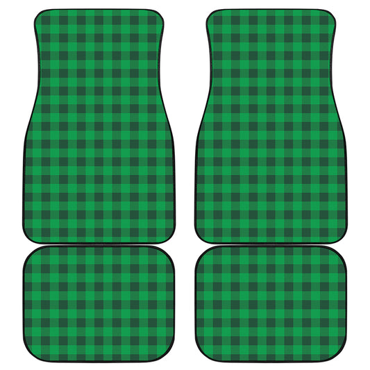 Irish Green Buffalo Check Pattern Print Front and Back Car Floor Mats