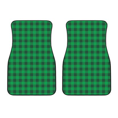 Irish Green Buffalo Check Pattern Print Front Car Floor Mats