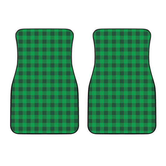 Irish Green Buffalo Check Pattern Print Front Car Floor Mats