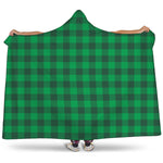 Irish Green Buffalo Check Pattern Print Hooded Blanket