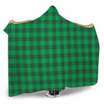 Irish Green Buffalo Check Pattern Print Hooded Blanket
