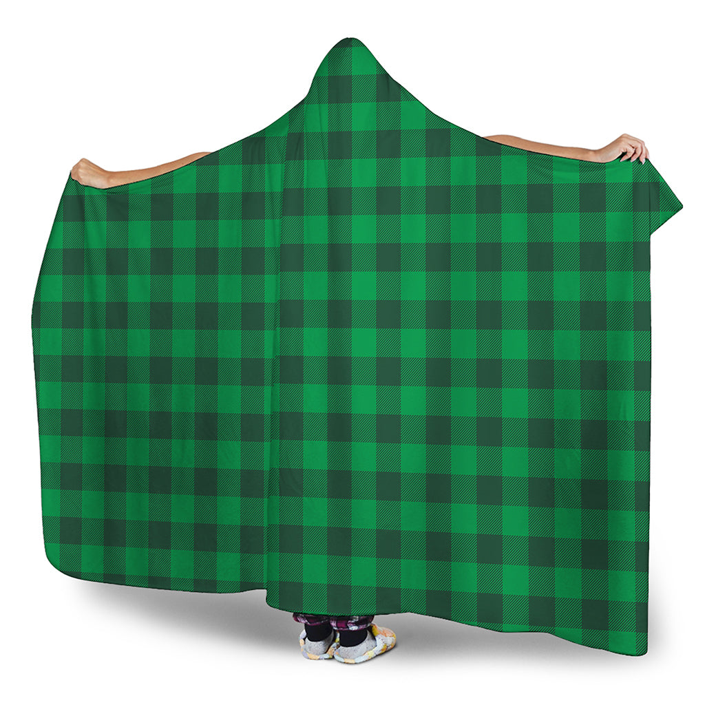 Irish Green Buffalo Check Pattern Print Hooded Blanket
