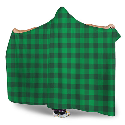 Irish Green Buffalo Check Pattern Print Hooded Blanket