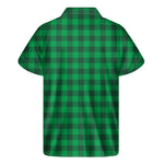 Irish Green Buffalo Check Pattern Print Men's Short Sleeve Shirt