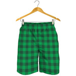 Irish Green Buffalo Check Pattern Print Men's Shorts