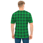 Irish Green Buffalo Check Pattern Print Men's T-Shirt