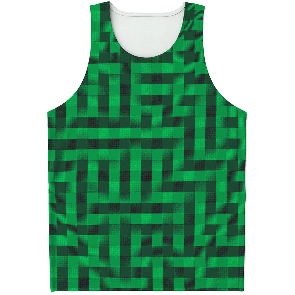 Irish Green Buffalo Check Pattern Print Men's Tank Top