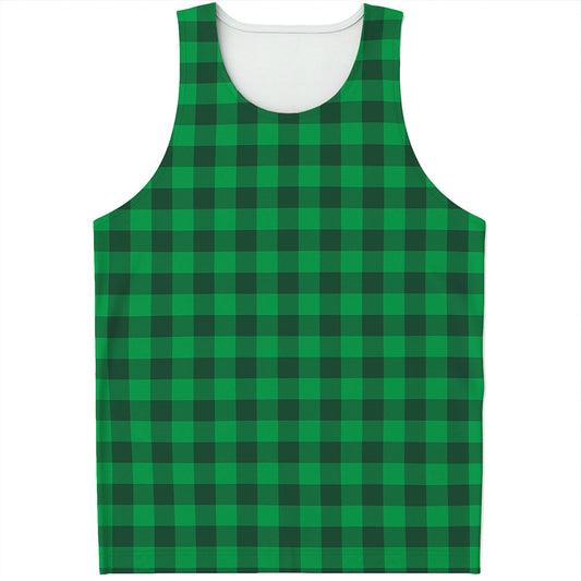 Irish Green Buffalo Check Pattern Print Men's Tank Top