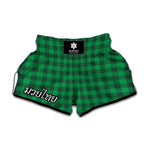 Irish Green Buffalo Check Pattern Print Muay Thai Boxing Shorts