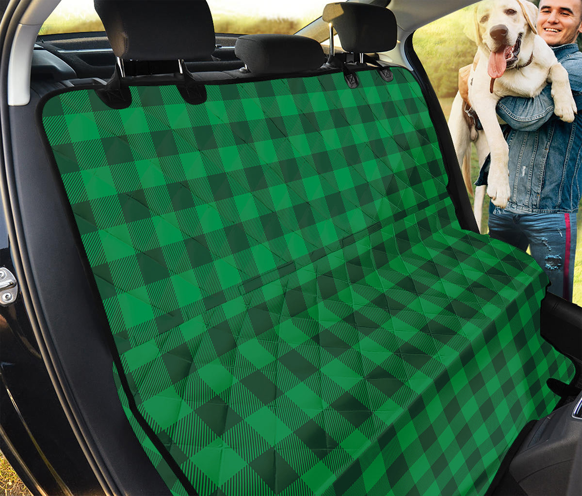 Irish Green Buffalo Check Pattern Print Pet Car Back Seat Cover