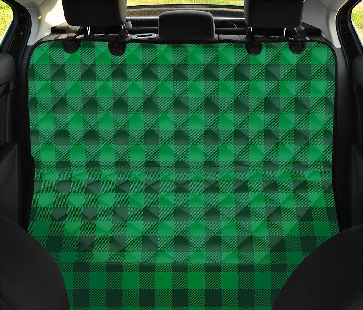 Irish Green Buffalo Check Pattern Print Pet Car Back Seat Cover