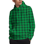 Irish Green Buffalo Check Pattern Print Pullover Hoodie