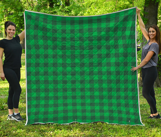 Irish Green Buffalo Check Pattern Print Quilt