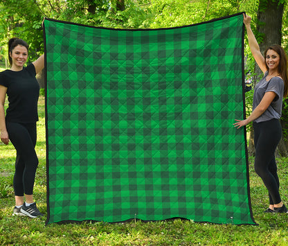 Irish Green Buffalo Check Pattern Print Quilt