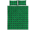 Irish Green Buffalo Check Pattern Print Quilt Bed Set