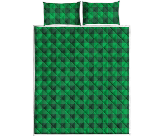 Irish Green Buffalo Check Pattern Print Quilt Bed Set