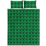 Irish Green Buffalo Check Pattern Print Quilt Bed Set