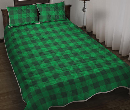 Irish Green Buffalo Check Pattern Print Quilt Bed Set