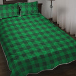 Irish Green Buffalo Check Pattern Print Quilt Bed Set