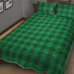Irish Green Buffalo Check Pattern Print Quilt Bed Set
