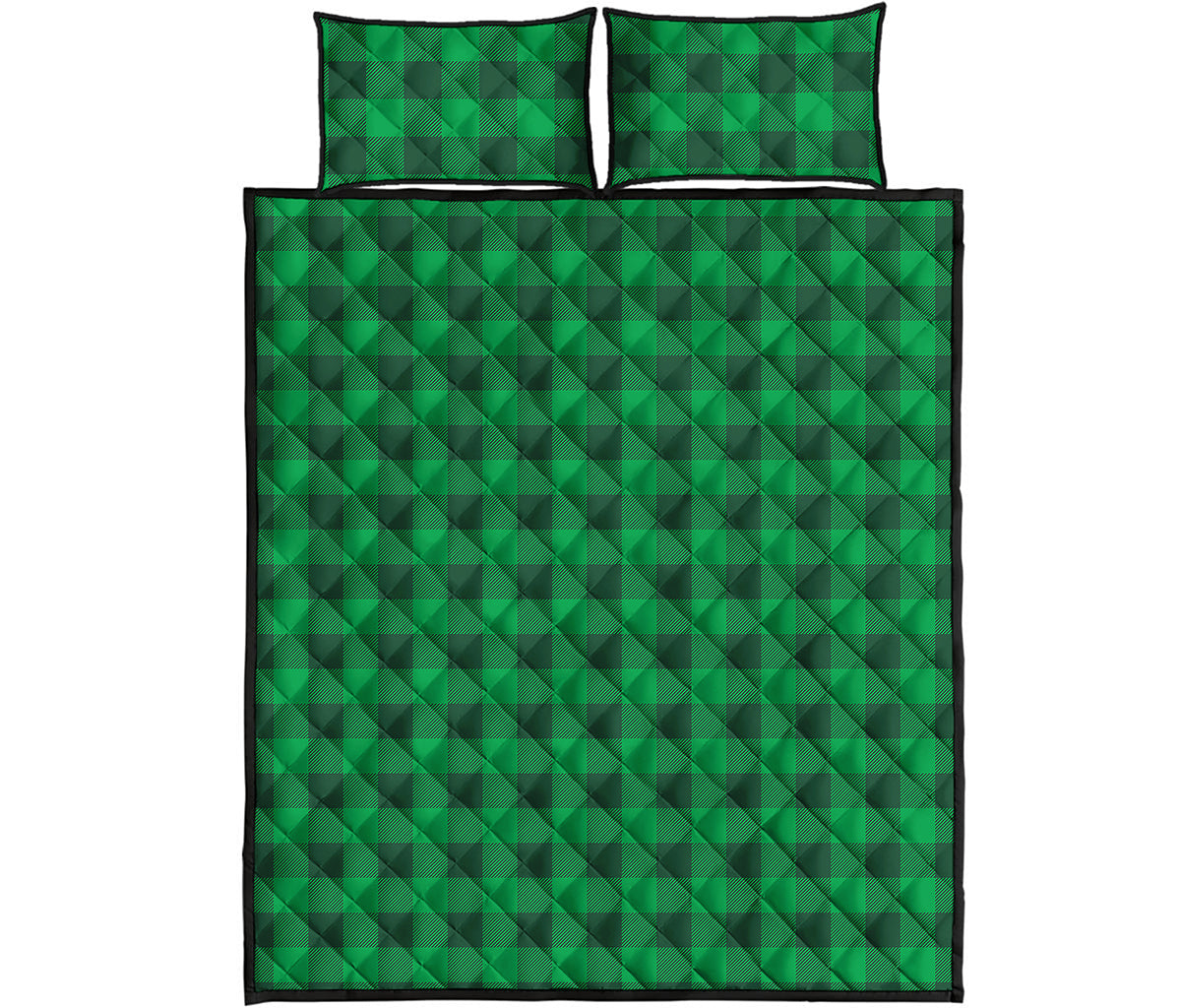 Irish Green Buffalo Check Pattern Print Quilt Bed Set