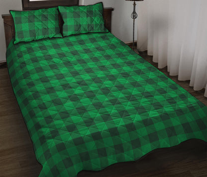 Irish Green Buffalo Check Pattern Print Quilt Bed Set