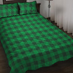 Irish Green Buffalo Check Pattern Print Quilt Bed Set