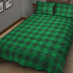Irish Green Buffalo Check Pattern Print Quilt Bed Set